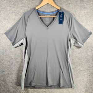 Coolcore Womens XL Basic V-Neck Tee‎ Grey Cooling Athletic Shirt NWT Activewear